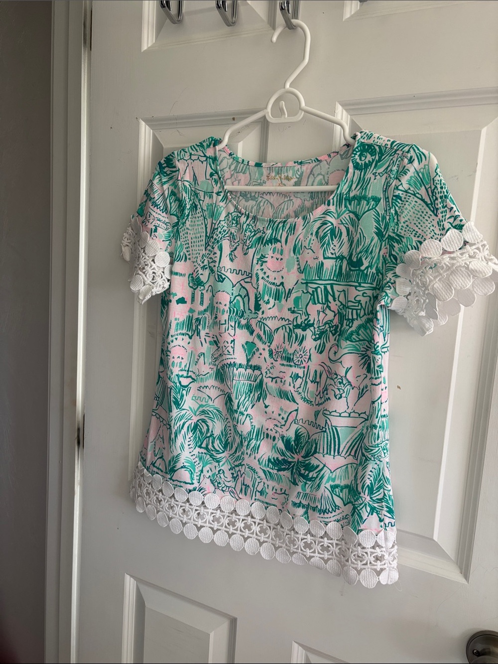 Lilly Pulitzer Pink and Teal Tropical Print Top
